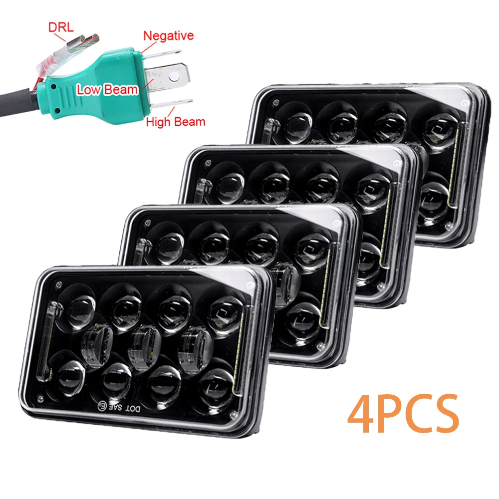

Black/Chrome 4X6" LED Headlight 60W Hi/Low Beam Headlights For Kenworth Freightinger Ford Probe Chevrolet Oldsmobile T400 T600