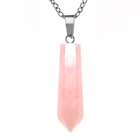 Милое ожерелье с подвеской из розового кварца для женщин, корейская бижутерия, цепочка из нержавеющей стали, геометрическое эффектное ожерелье из натурального камня, подарок