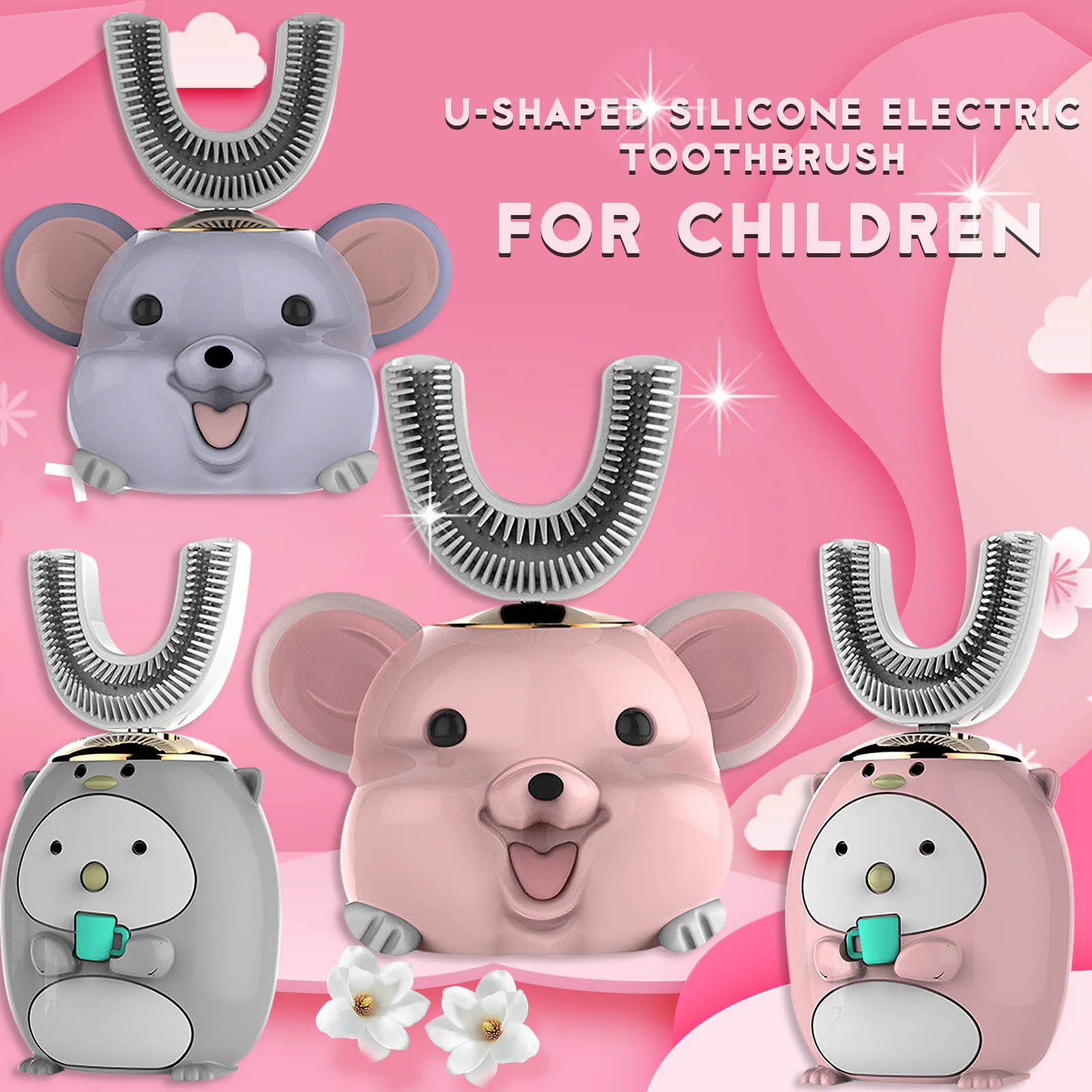 Smart 360 Degrees Electric Toothbrush Kids Smart Electric Brushing U-shaped Toothbrush Lazy Toothbrush For 6-14 Yeas Children