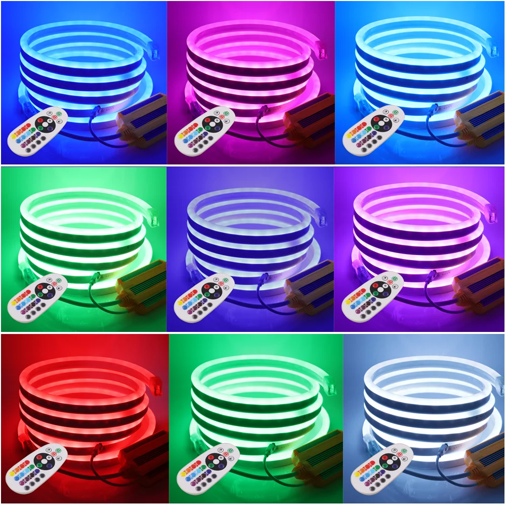 

220V RGB Neon Light Bluetooth WIFI Led Neon Strip SMD5050 RGB LED Tape Waterproof Neon Sign Flexible Rope With Remote Control