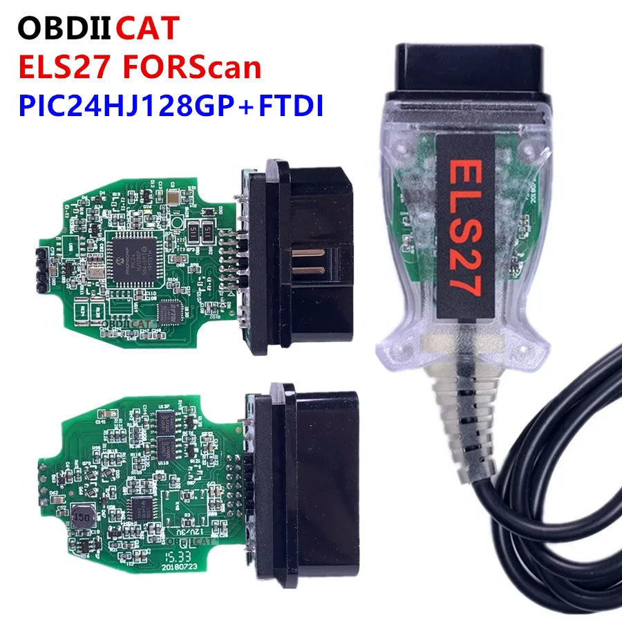 

New and Best V2.3.8 ELS27 FORScan Green PCB PIC24HJ128GP+FTDI Mircochip Multi-Language Works For Ma-zda ELM327&J2534 Pss-Thru