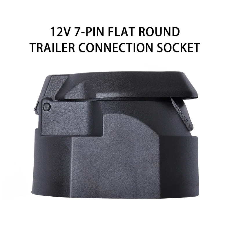 

12V 7-Pin Flat Round Trailer Connection Socket European Standard Truck Trailer Link Flat Round Cars Trailer Connector