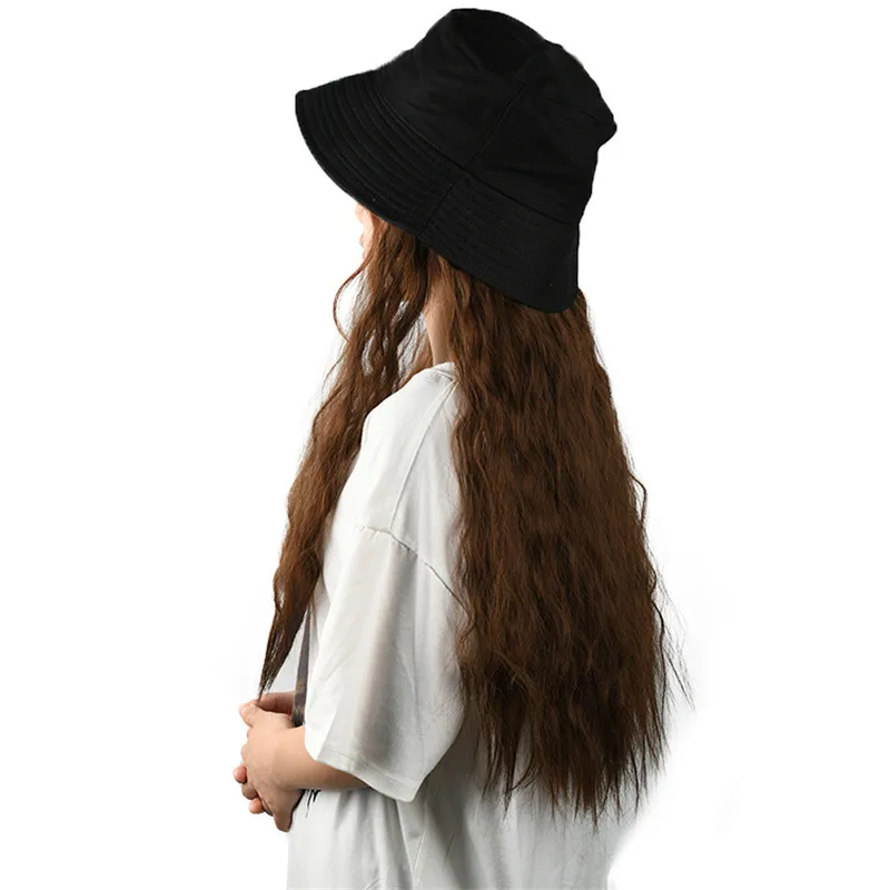 

Fisherman hat wig body hat small curved hair realistic wig hat