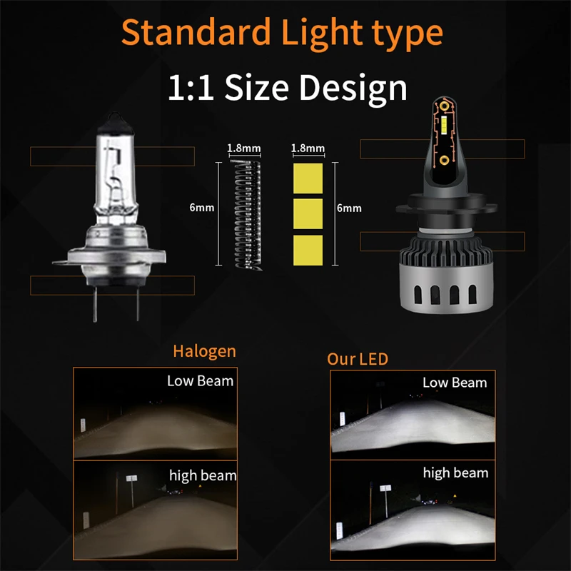 

2PCS Car LED Light Headlight Bulb Canbus 360 Degree F10 CSP 6000K H1H4 H7 H8/H9/H 9005/HB3/H10 9006/HB4 9012 Auto Foglight