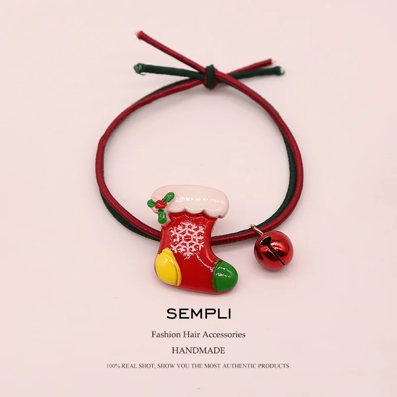 Sempli, 22 вида, высокие нейлоновые резинки, рождественский сезон, колокольчик, эластичные резинки для волос, для женщин, девочек, Санта Клаус, Рождественская елка, головные уборы