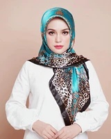 9090cm leopard print women silk scarf muslim hijab haed scarf foulard femme musulman ladies bandana headwrap malaysia hijabs