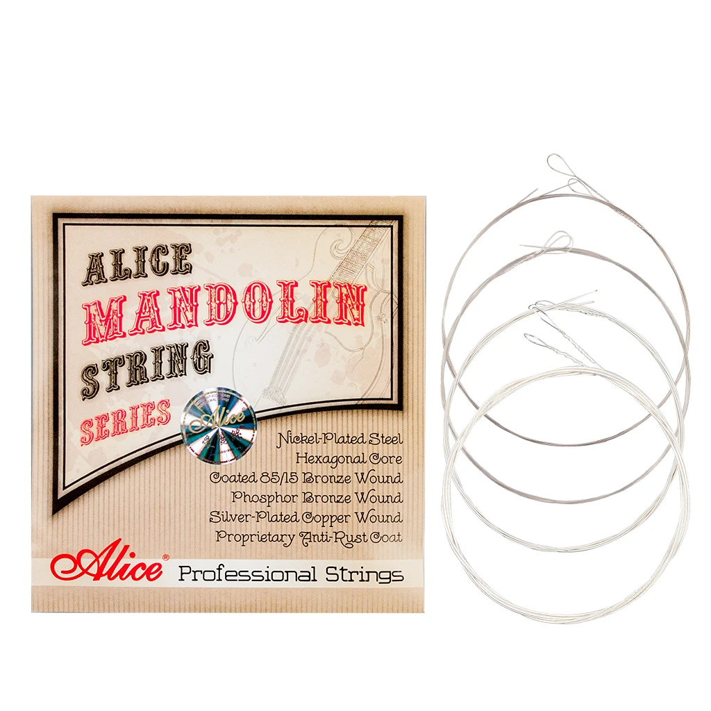 

Alice AM08 Mandolin Strings Plated Steel&Silver-Plated Copper Wound Strings 1st-4th 010-034 Free Shipping Wholesales 1 SET