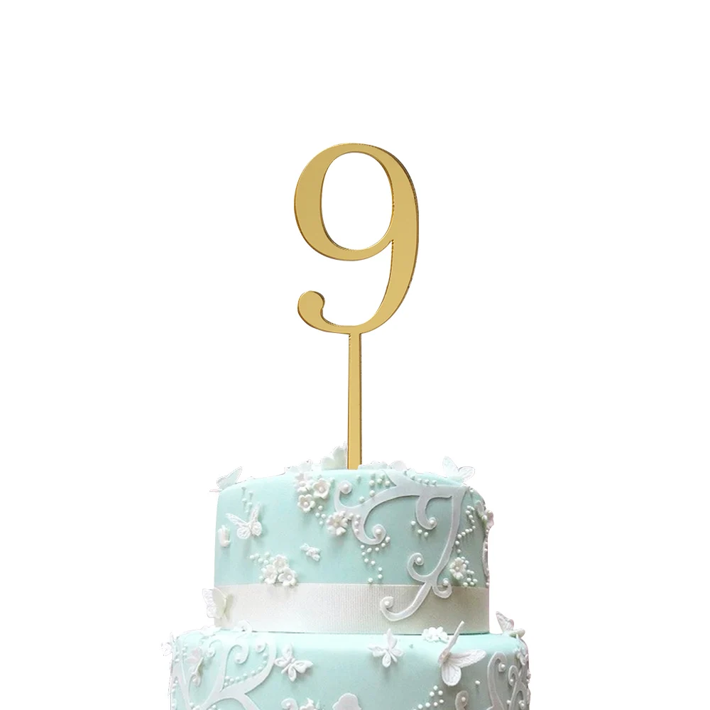 9 3pcs 1/3 шт цветные акриловые из метала золотого цвета номер торт Топпер Baby Shower Детские сувениры на день рождение подарки инструменты для украшения праздника вечерние поставки - Цвет: 9 3pcs