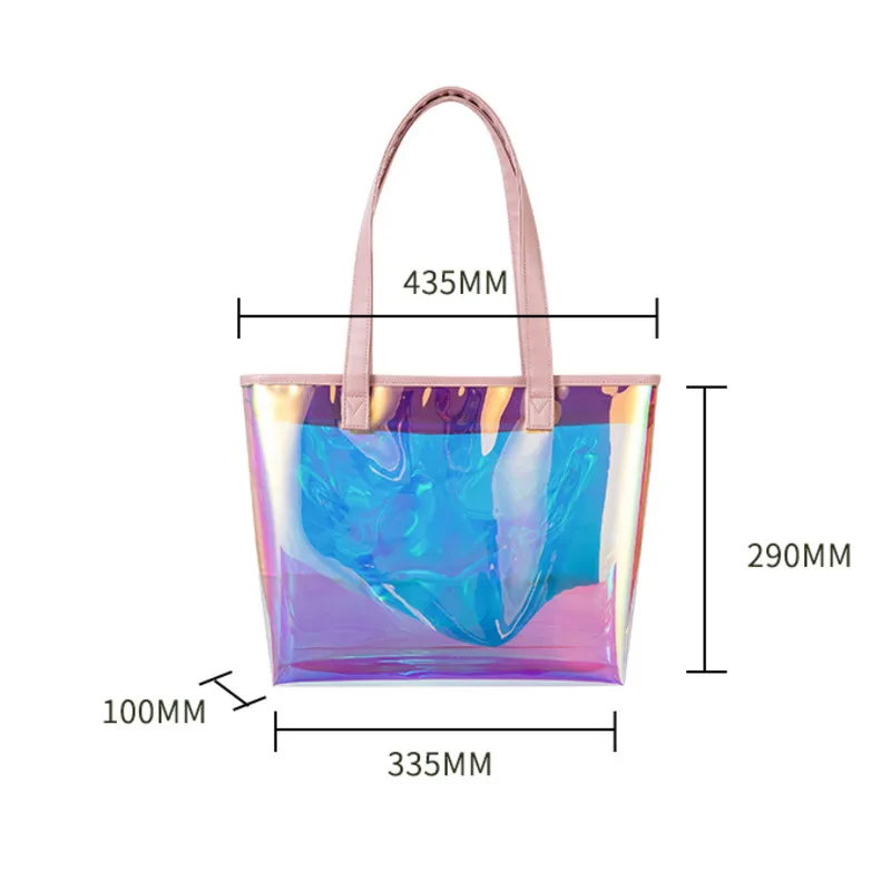 

Fashion Laser Magic Tote TPU Transparent Shopping Gift Bag Shoulder Manufacturer Customized Handbag PU Strap