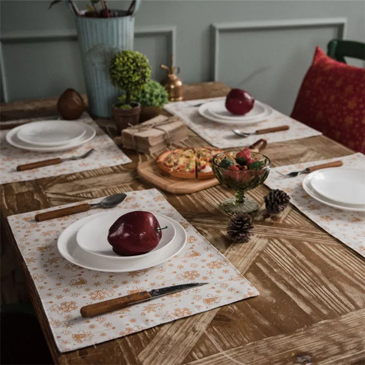 Рождественские золотистые колокольчики, белый стол, бегунок Decoracao Mesa Jantar, хлопок, лен, Chemin De table Tafelloper, вечерние