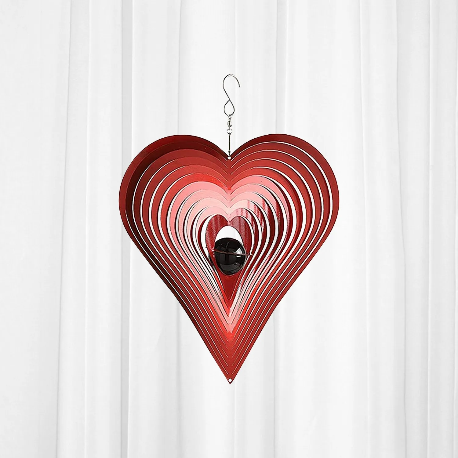 3DHeart красный любящее сердце ветра скульптуры висит ветряной колокольчик с