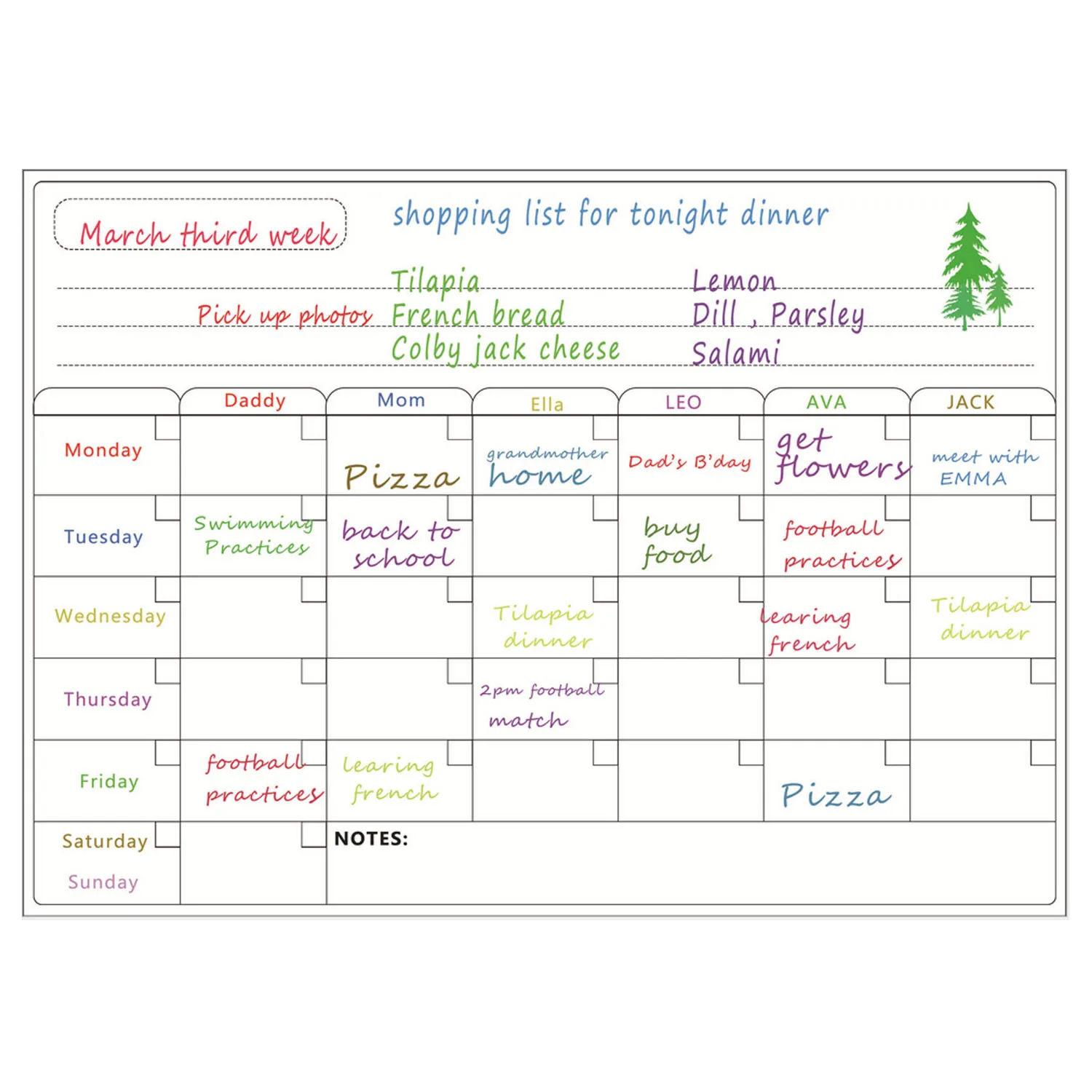 Магнитная доска для меню кухонная холодильника с 8 цветными меловыми маркерами