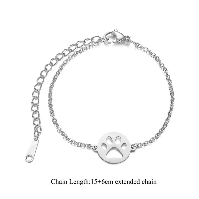 

1 PCS Titanium Stainless Steel Hollow Out Lovely Print Dog Paw Bracelets Gold Color Adjustable Link Chain Animal Paw Men Armband