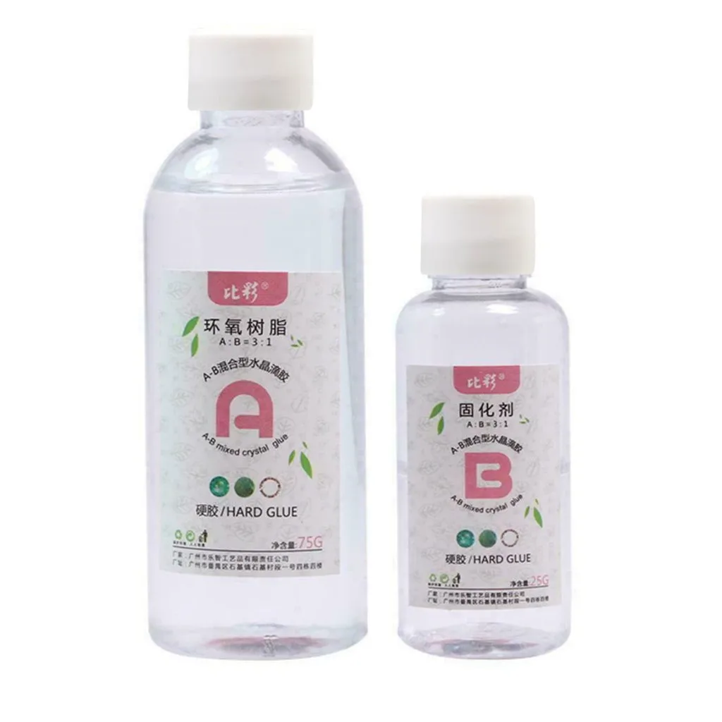 Смола для изготовления ювелирных изделий Epoxy Crystal Glue высокой клеящей способности, устойчивая к растворителям, антижелтый аксессуары прозрачный смешанный чистый 2 шт.