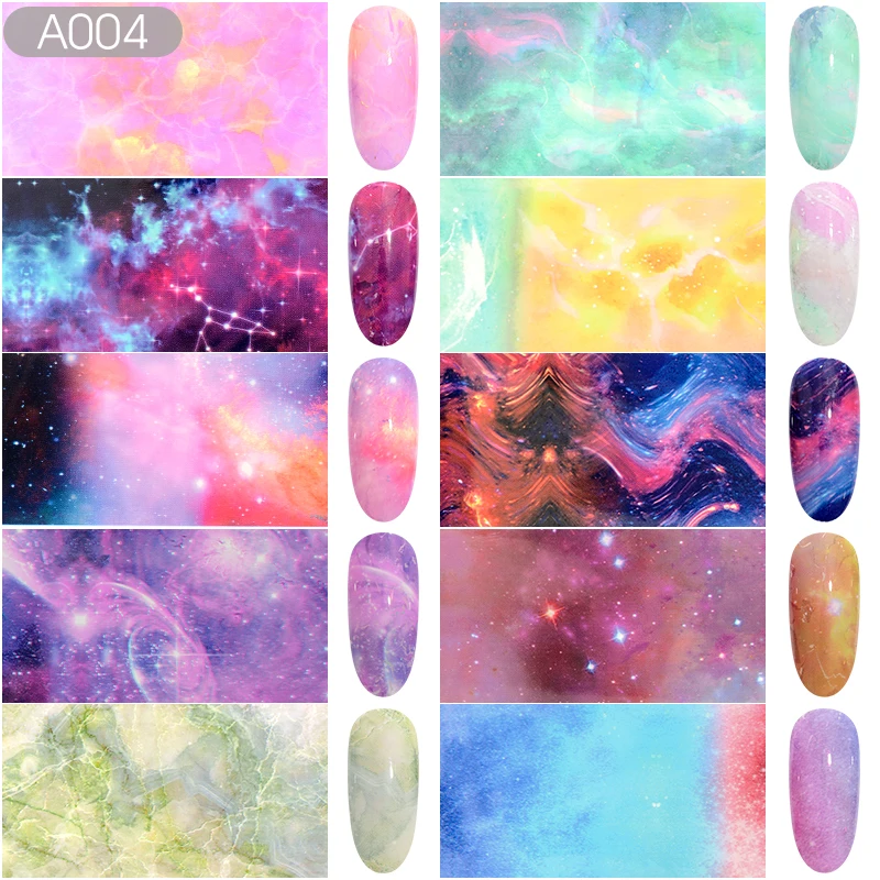 BS07121 Gradient Rainbow Starry Sky Nail Foil Shimmer Japanese Syle for Nail Art Sticker Set Transfer Foils DIY Salon Wraps Decals - Цвет: BS07121