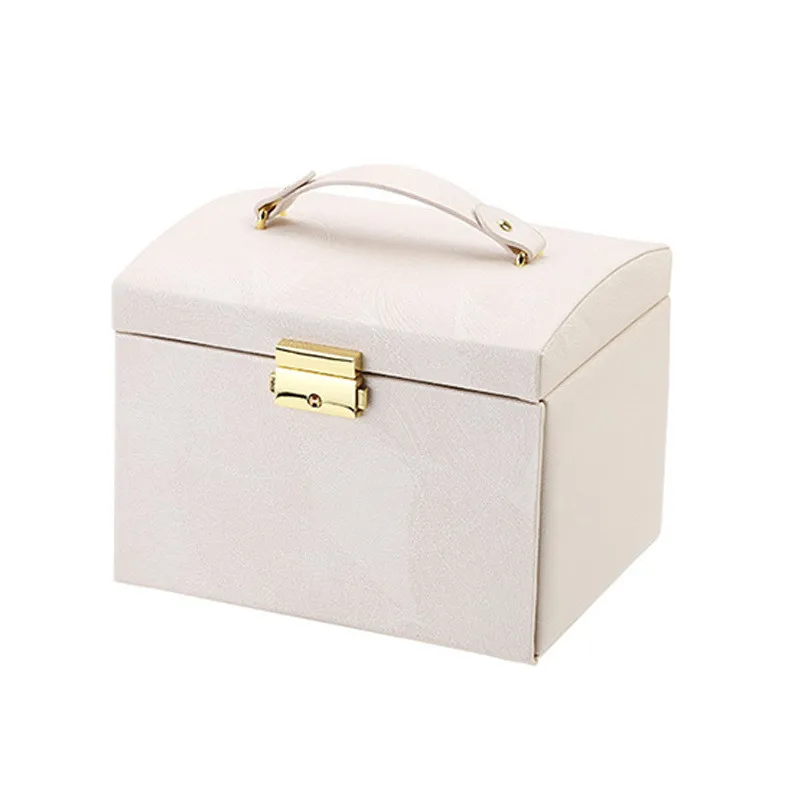 2021 Newly Jewelry Storage Box Large Capacity Portable Lock With Mirror Jewelry Storage Earrings Necklace Ring Jewelry Display