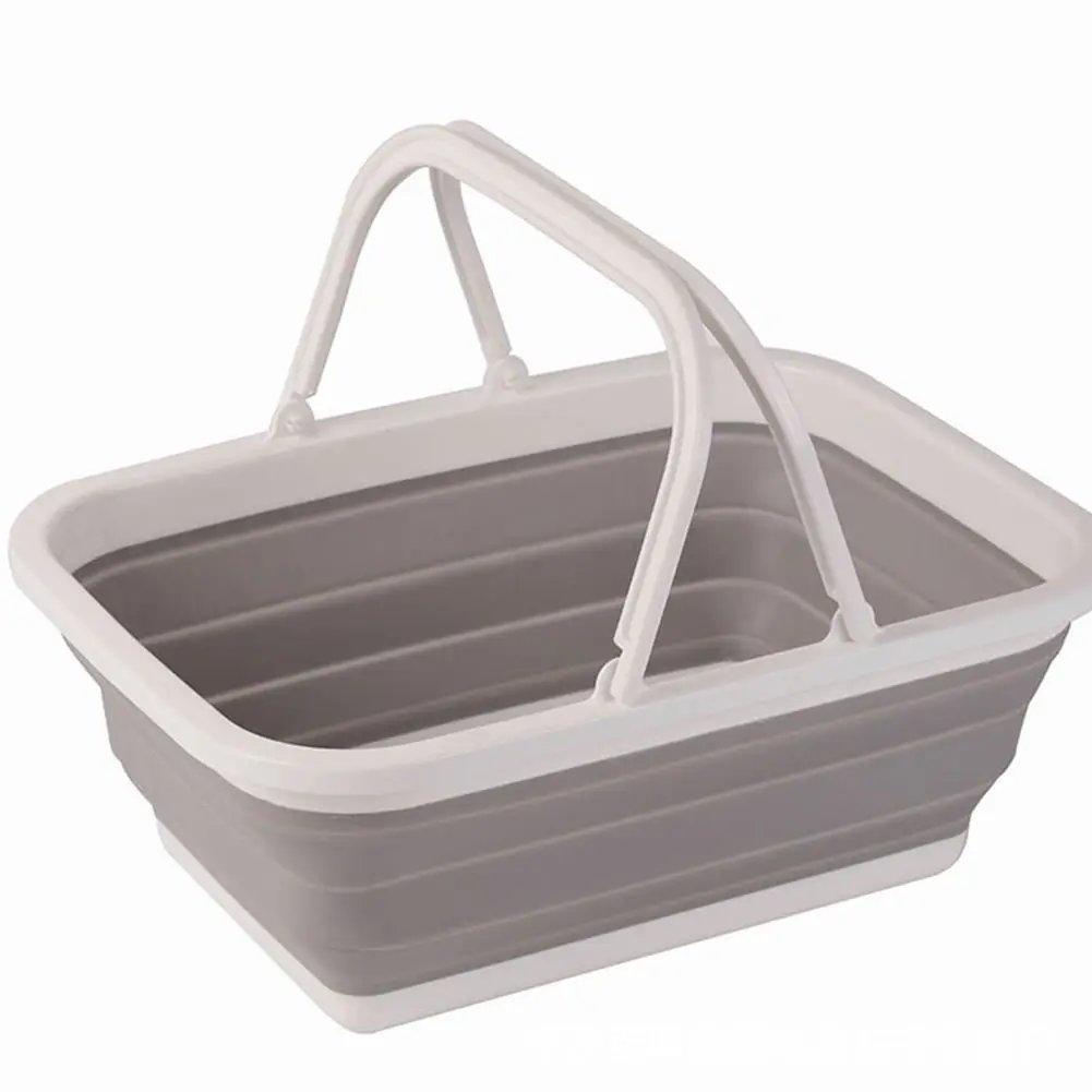 Portable Folding Plastic Square Bucket Vegetable Fruits Washing Basket Water Storage Basin Kitchen Organizer Tools