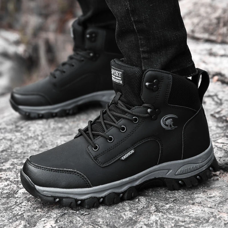 Ботинки мужские кожаные водостойкие повседневные ботинки до щиколотки в стиле