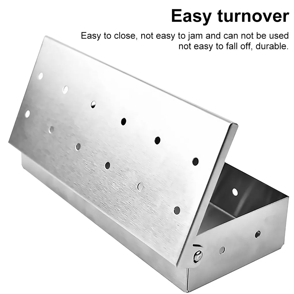 

Washable And Foldable Stainless Steel Smoke Box BBQ Smoke Box Wood Chip Smoker For Meat Smoky Flavor Box Barbecue Tool