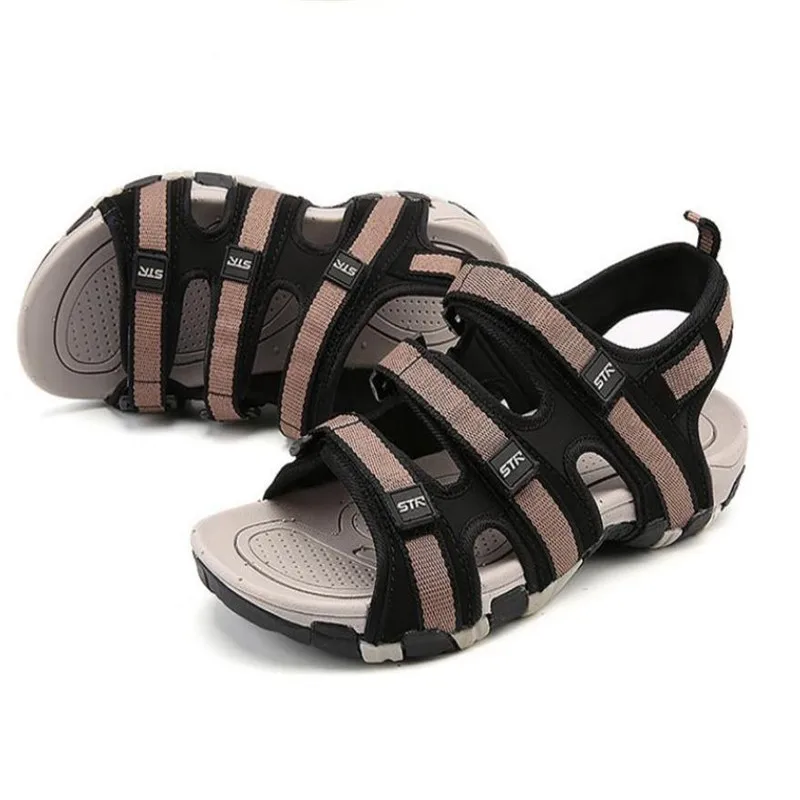 

Summer Men Sandals Hook&loop Men's Summer Shoes Fashion Waterproof Casual Beach Shoes Size:39-44 Black