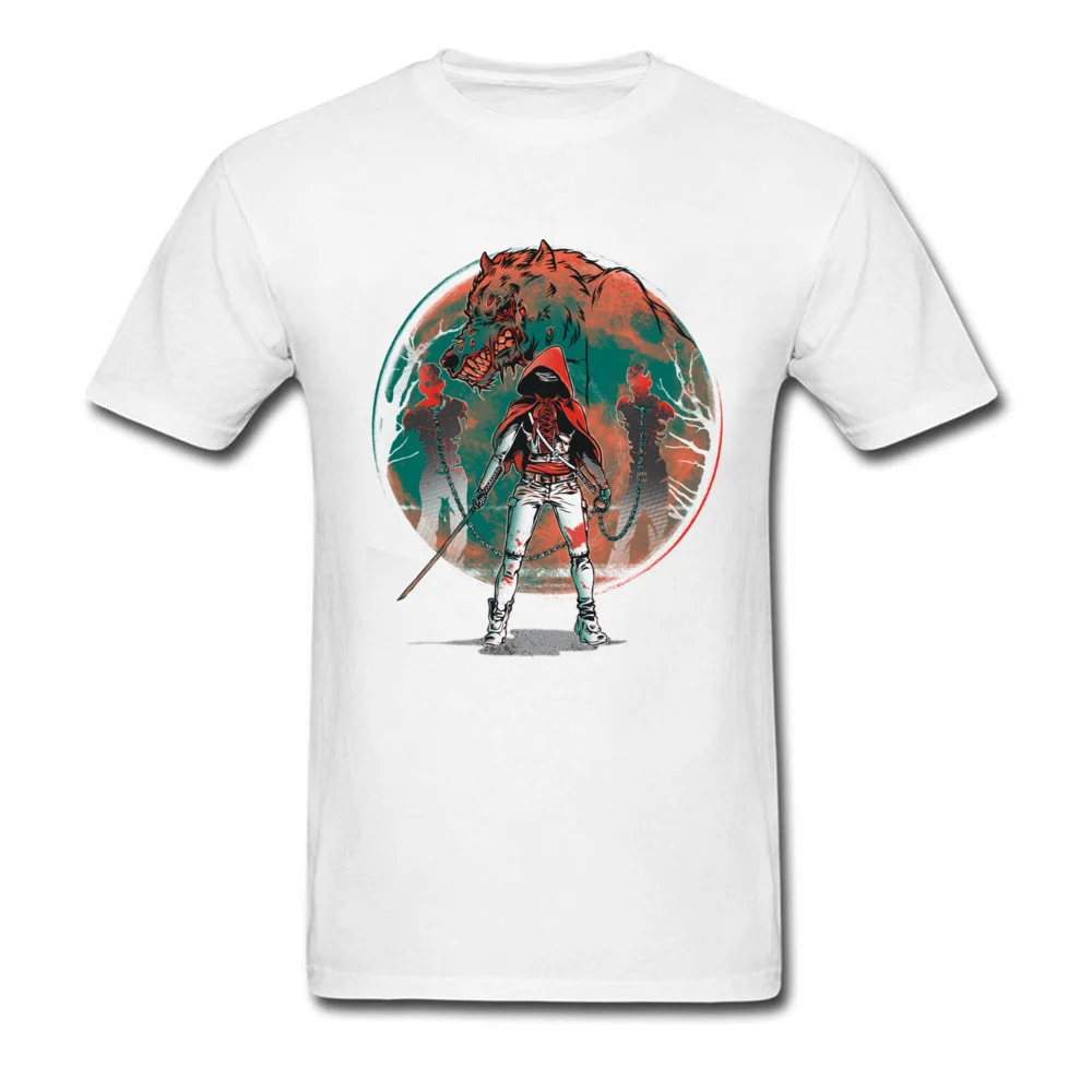 

Kohpweran Fashion Black Tees Short Sleeve Cool T-shirt Big Wolf Red Hood Print Man Shirt Custom Anime Trend Men Clothing