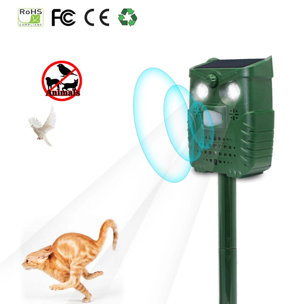 Solar Powered Animal Repeller Ultrasonic Cats Dog Repellent Motion Activated Garden Farm Raccoon Rabbit Dispeller | Дом и сад
