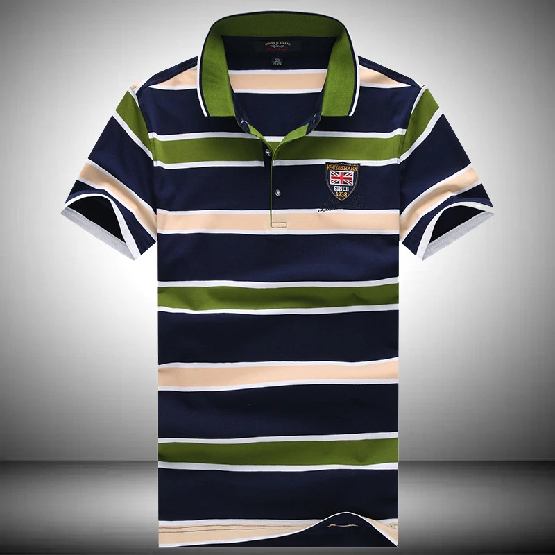 

Summer Men's Casual Breathable Striped Modal Short-Sleeve Lapel Embroidery Polo Shirt 2020 New Pure Cotton Fashion Shark Brand