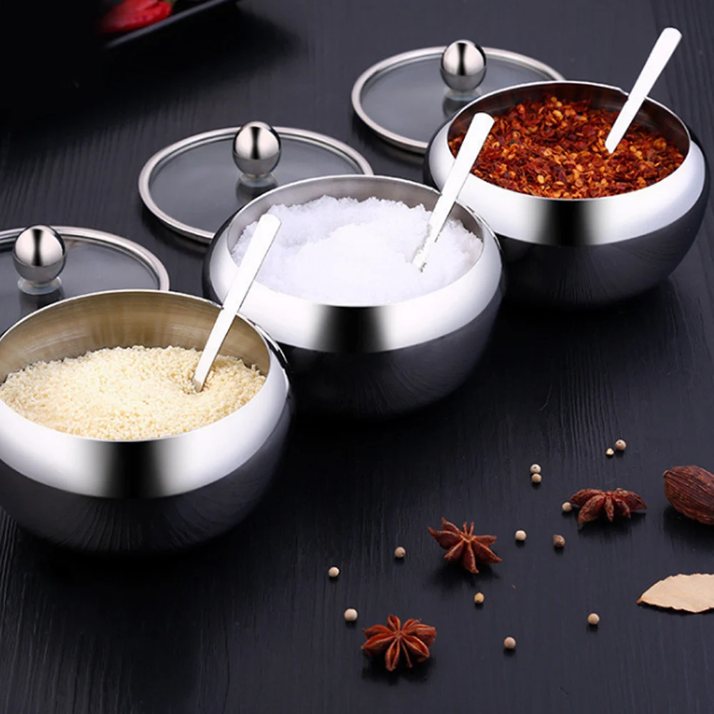 Миска для специй из нержавеющей стали банка сахара зерновая чаша в форме