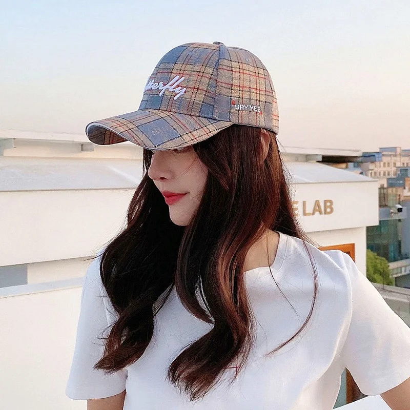 

2021 New Fashion Korean Women's Baseball Cap Plaid Cotton Hat For Men Bonnet Gorras Snapback Casquette Casual Dad Chapeu Visor