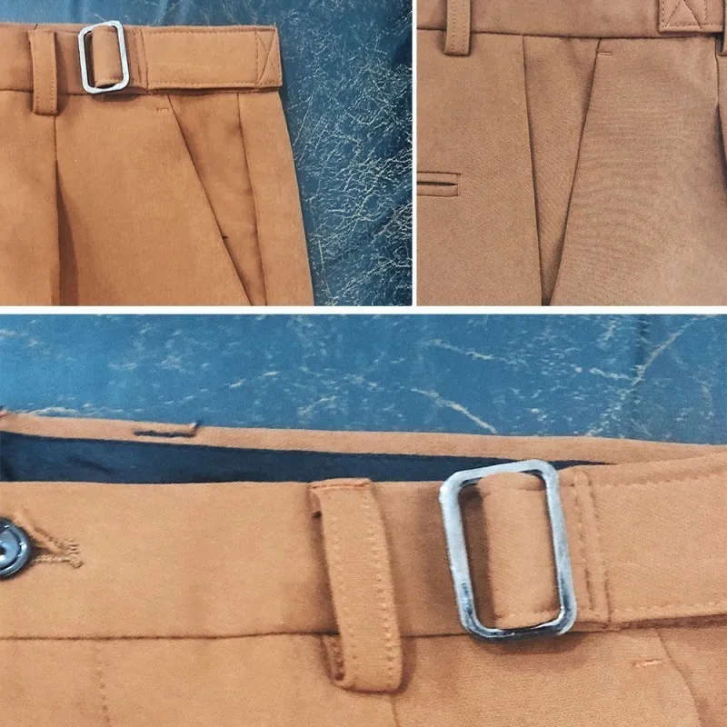

Trousers Mens Brown Slim Fit Business Suit Pants Men's Suit Trousers Pantalon Homme Costume 2020 Male High-grade Solid