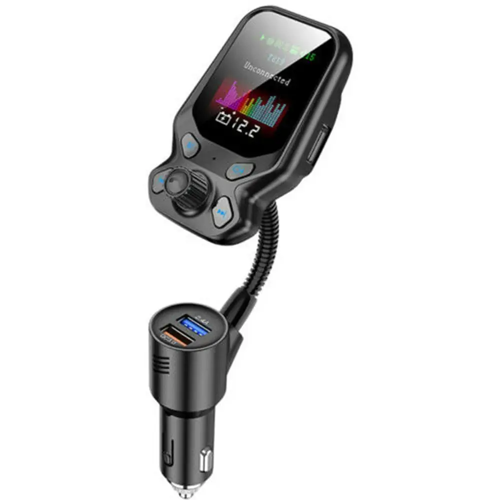 

FM Transmitter Bluetooth 5.0 Car Accessories Handsfree Car Audio U-disk MP3 QC3.0 Charger Player AUX Supports Quick Music P T1A3