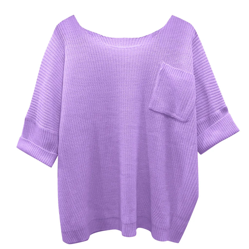 

Womens Striped Sweater 2020 Spring Fashion O Neck Long Sleeve Sweater Loose Knitted Pockets Loose Pullover Sexy Jumper Tops
