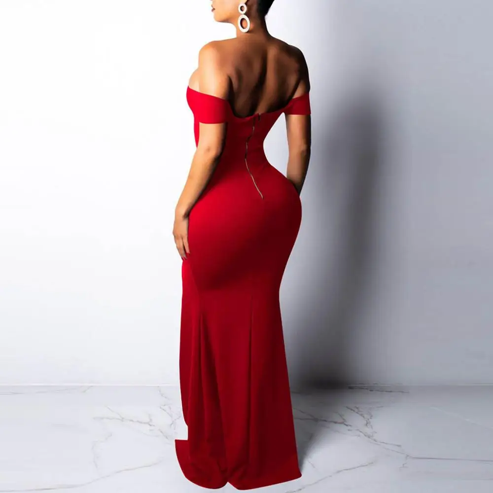 Женское Сексуальное Платье макси с открытыми плечами без рукавов длинное платье