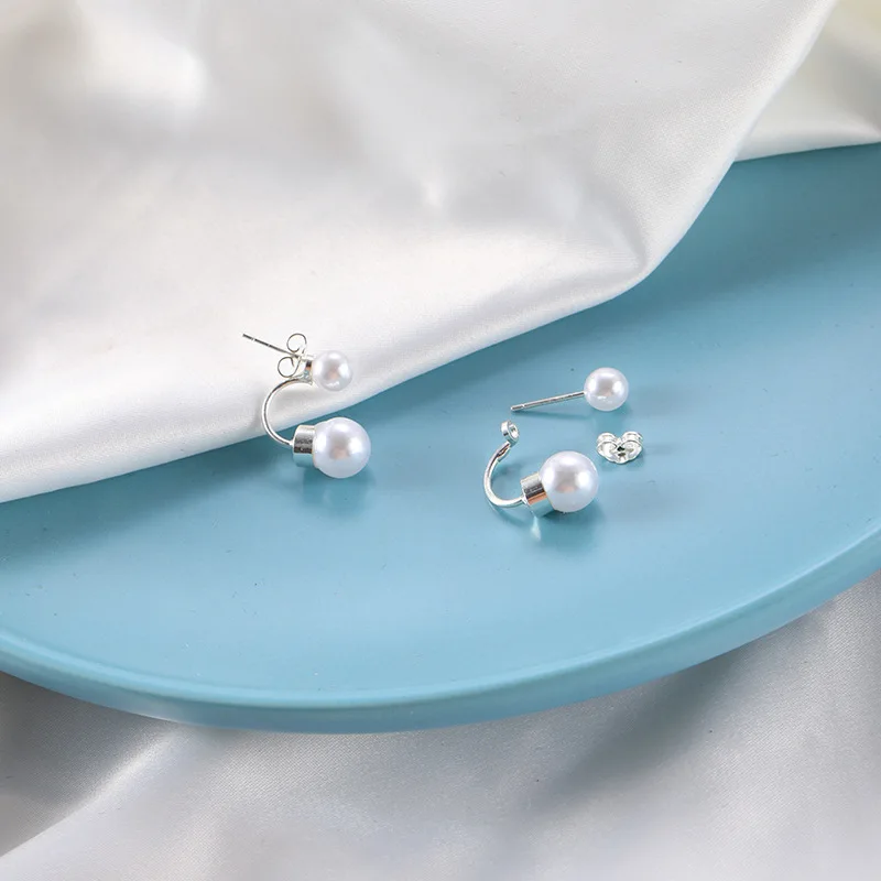 Жемчужные серьги гвоздики для женщин серебряные 925 модная серьга корейское