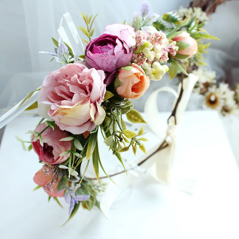 Handmade Wreath Banquet Catwalk Photography Party Headwear European And American Retro Hair Band | Ties