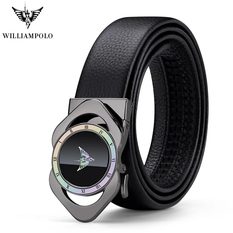 WILLIAMPOLO Genuine leather Belt Men Luxury Brand Designer Top Quality Belts for Men Strap Symphony Automatic Buckle fashion