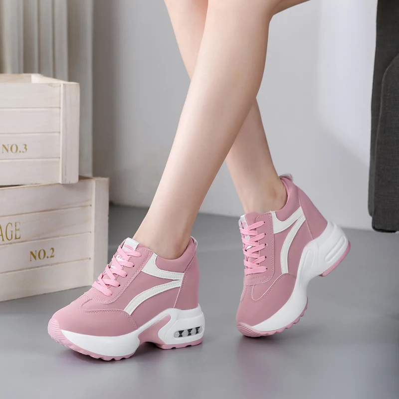 

Platform Chunky Ladies Sneakers Pink Black Hidden Wedges Shoes for Women New Casual White Shoes Woman Sneakers Donna Bianche