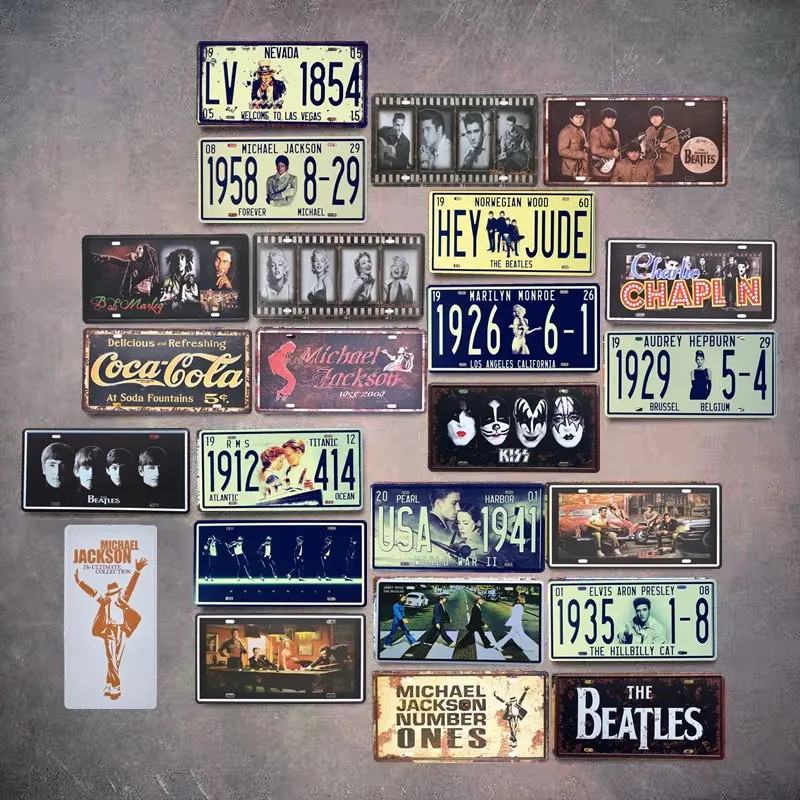 

STAR CAR License CAR PLATE Vintage Tin Sign Bar pub home Wall Decor Retro Metal Art Poster