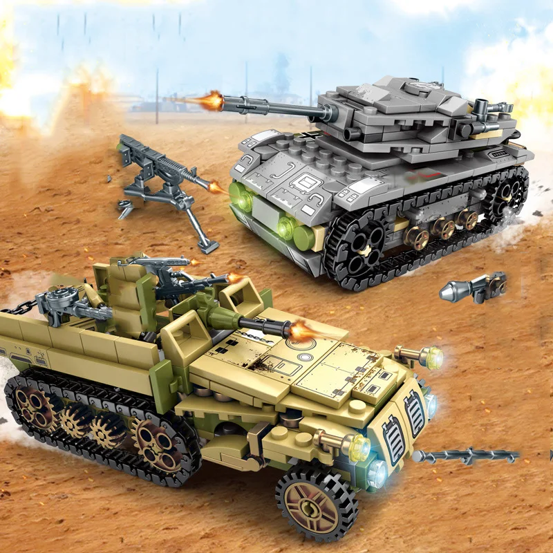 Военные WW2 танковые грузовые автомобили солдатские фигурки строительные блоки