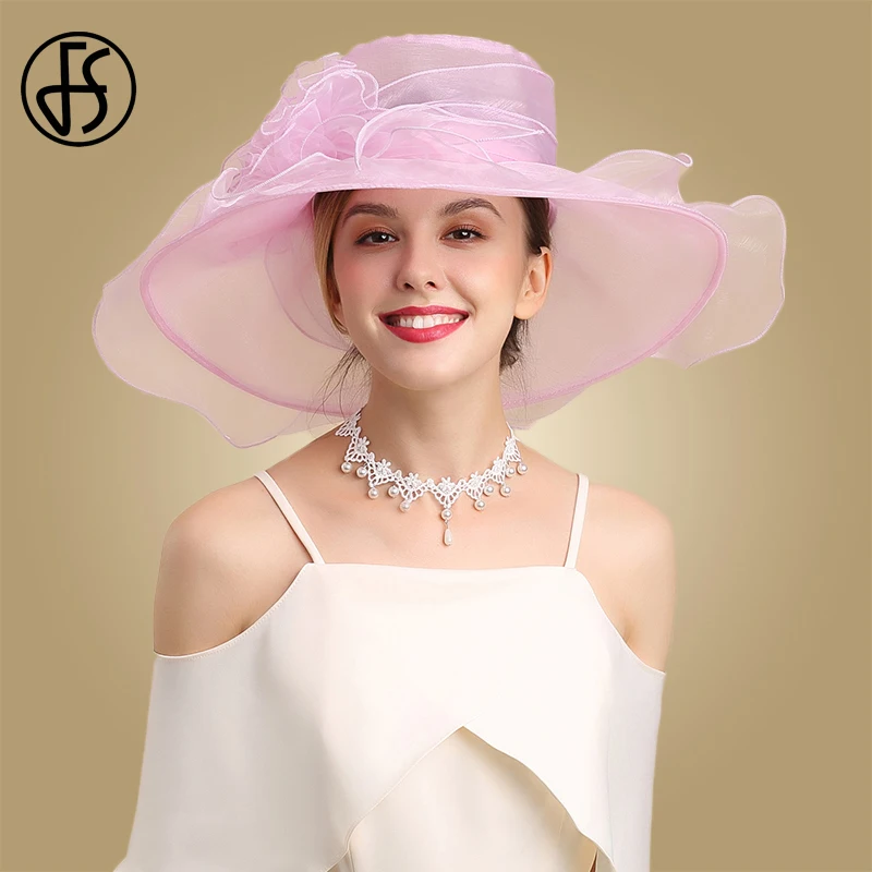 FS церкви Шапки летняя шляпа с широкими полями розовый Fedora Шляпа Для женщин 2020