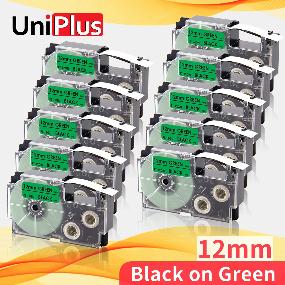 

UniPlus 12 мм XR-12GN лента для этикеток Совместимость с Casio лента для этикеток XR12GN для Casio Label Maker для домашнего офиса