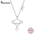 Женская цепочка с кулоном bamoer, ожерелье из стерлингового серебра 925 пробы с изображением планеты со звездой, бижутерия, SCN349