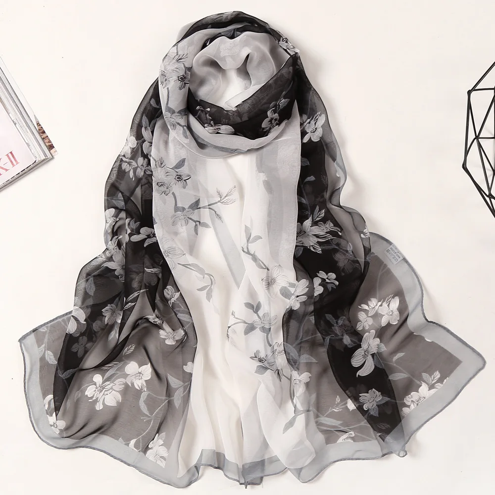 

JTVOVO 2021 New Fashion Spring/Summer Women Floral Printing Beach Silk Scarf Shawls Female Long Wraps Beach Sunscreen Hijab