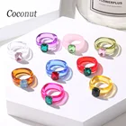 2021 Ins женские красочные прозрачные акриловые кольца с Стразы корейский, геометрической формы кольца из акриловой смолы для женщин ювелирные изделия подарки