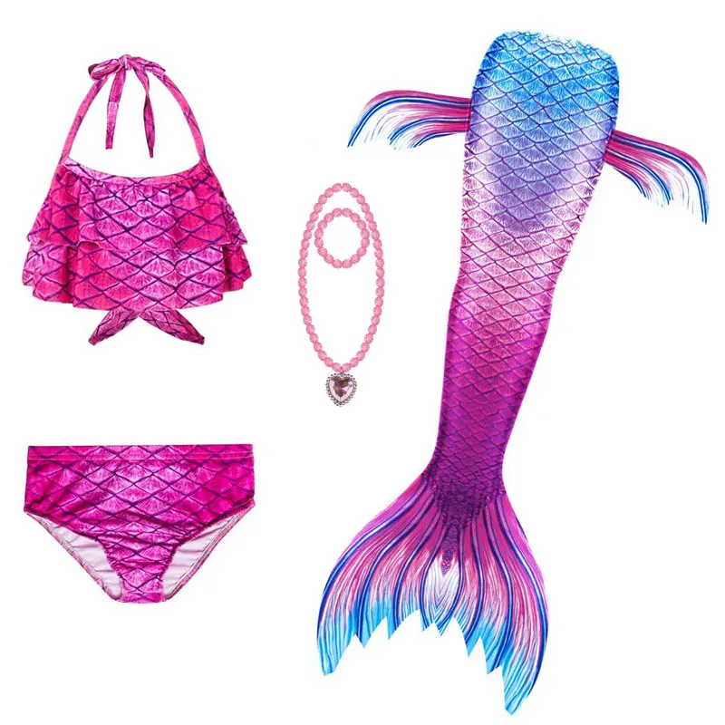 

Girls Swimming Dress Cosplay Swimmable Mermaid Tail Beach Clothes Pool Diving Swimsuit With Necklace Bracelet Anime Costume
