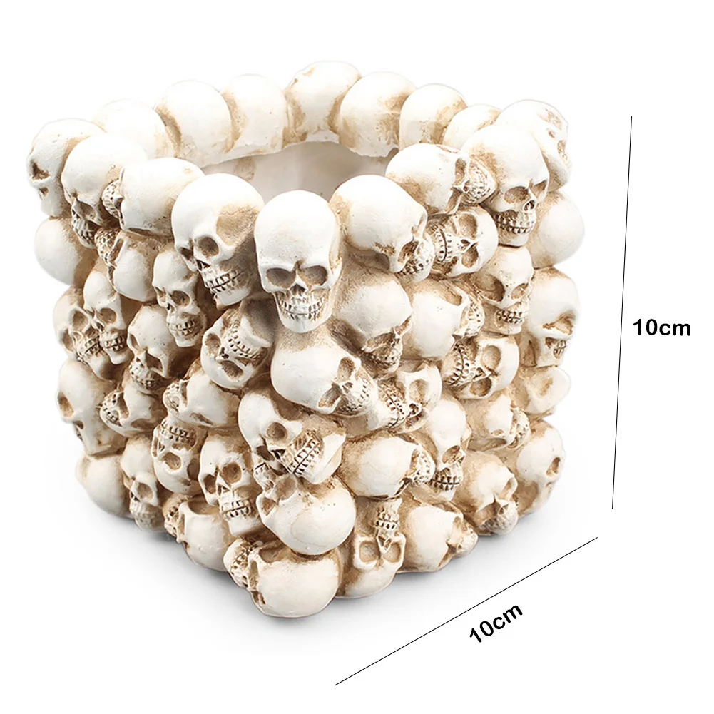 

Resin 3D Skull Storage Box Figurine Skeleton Makeup Pen Holder Flower Pot Home Office Organizer Stationery Container Flowerpot