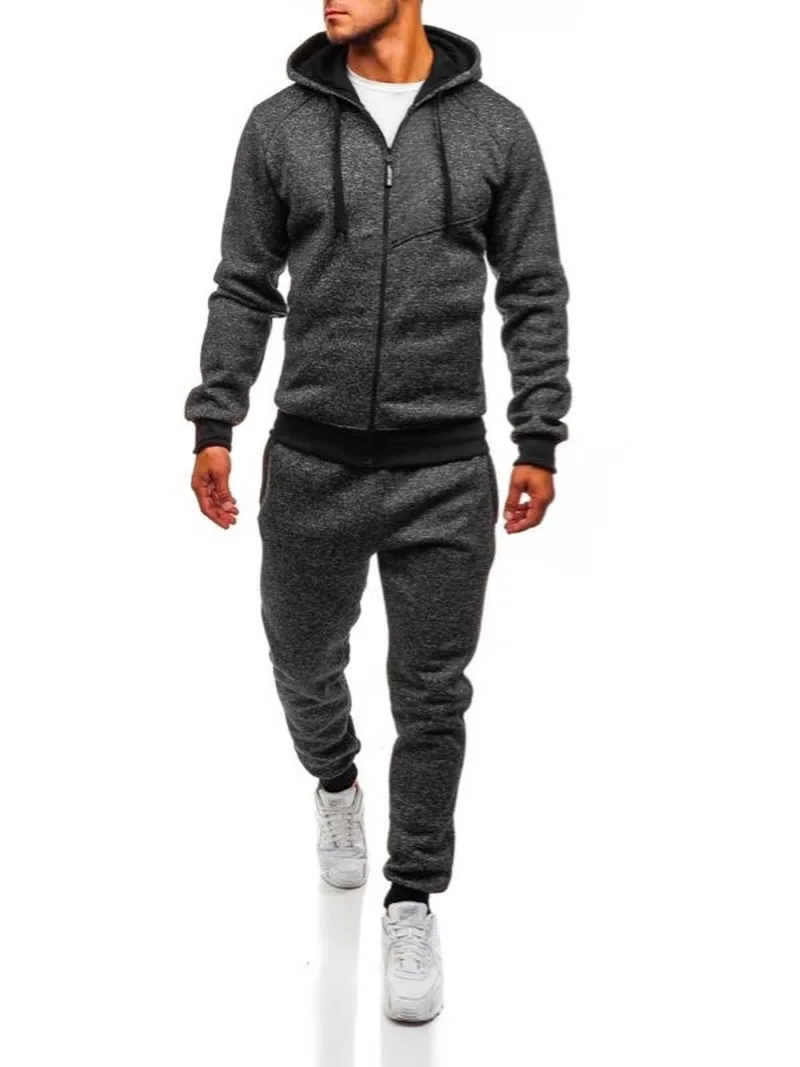 ZOGAA Plus Size Mens Sports Suit Casual Solid Streetwear Men Tracksuit 2 Piece Set Pants and Tops Gym Jogger Track for | Мужская одежда