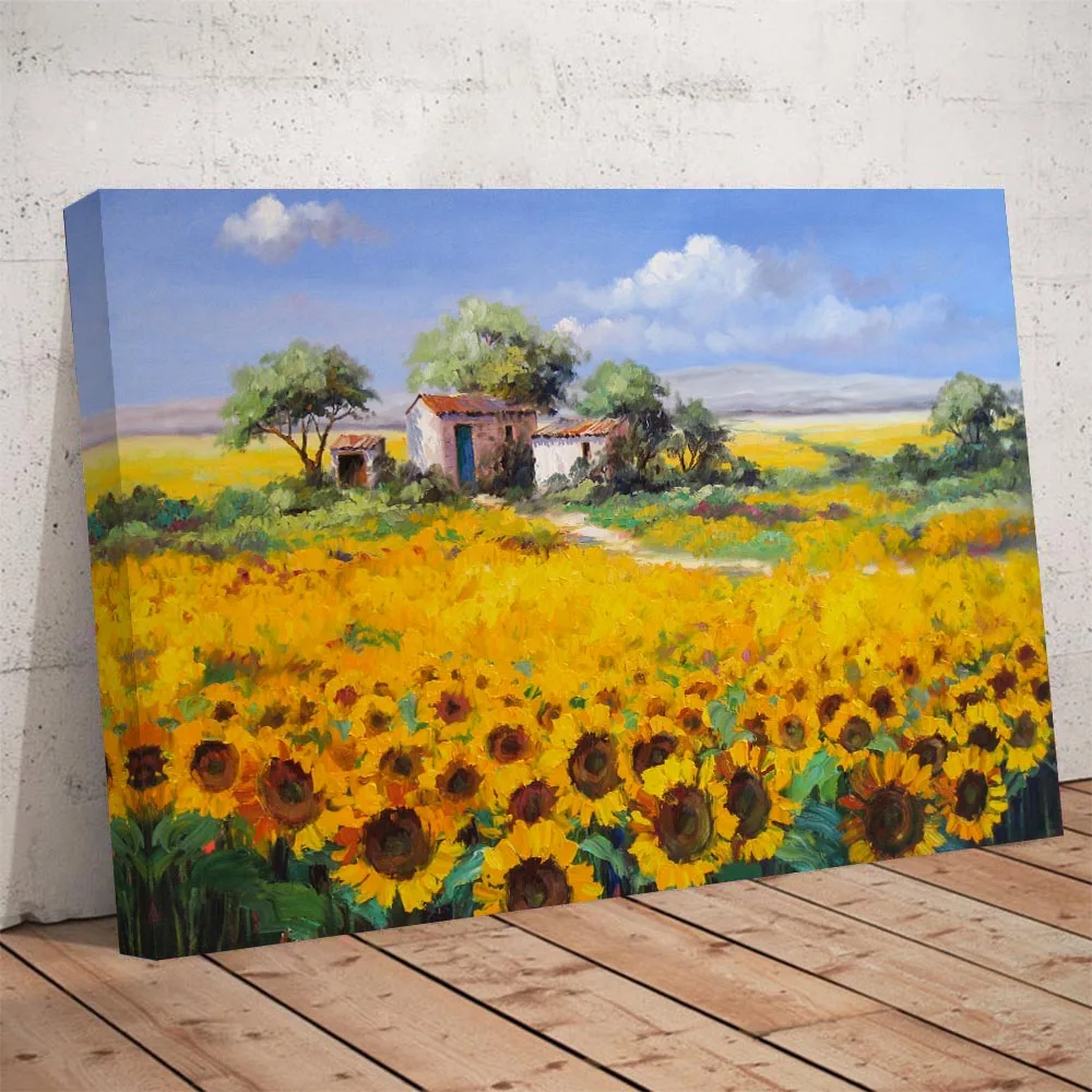 

HD Printed Country Sunflower Hand-painted Oil Painting On Canvas Large Indoor Poster Bed Room Kids Room Wall Art Decor Picture