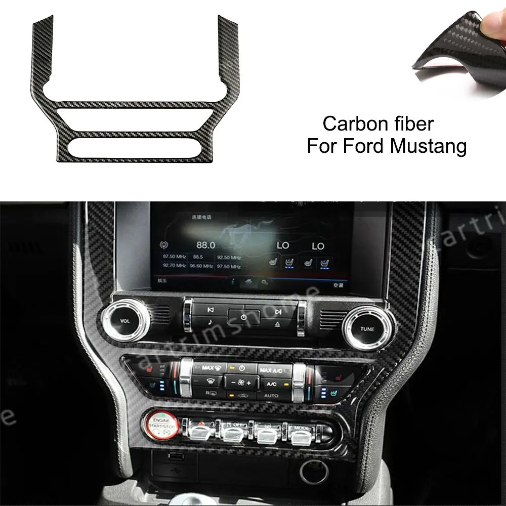 

Carbon Fiber Multi-media Center Control Navigation Trim For Ford Mustang 2015-19