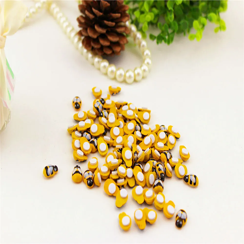 100 шт./лот мини пчела деревянная губка Божья коровка самоклеящиеся наклейки на
